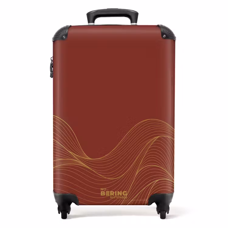 Valise - Minimal - Rouge foncé avec des vagues dorées — 1