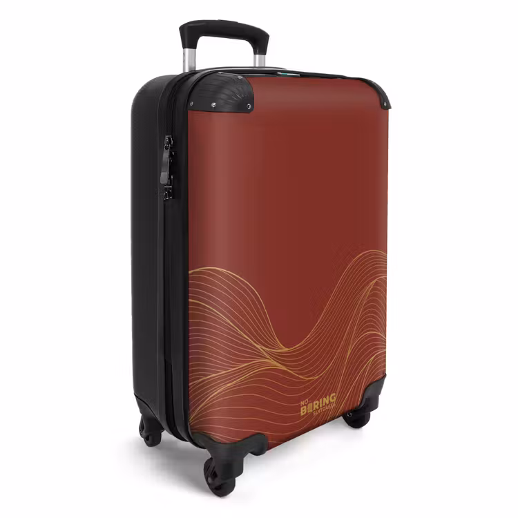 Valise - Minimal - Rouge foncé avec des vagues dorées — 2