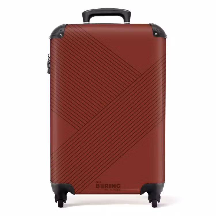 Valise - Minimal - Lignes entrecroisées sur fond bordeaux foncé — 1