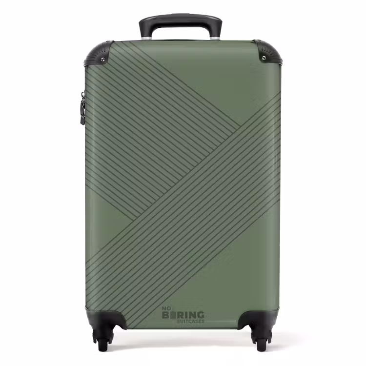 Valise - Minimal - Lignes qui se croisent sur fond gris-vert — 1