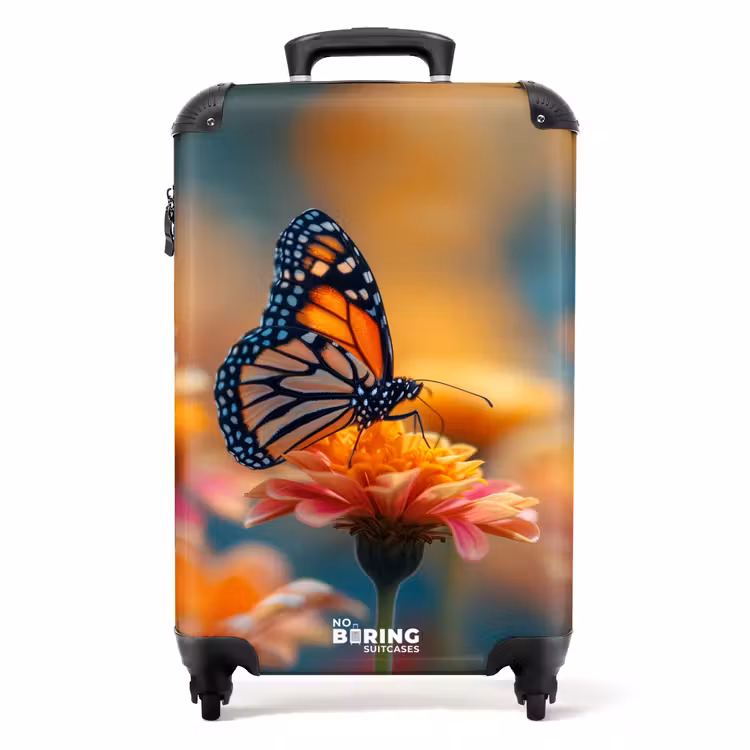 Valise - Papillon sur une fleur rose — 1