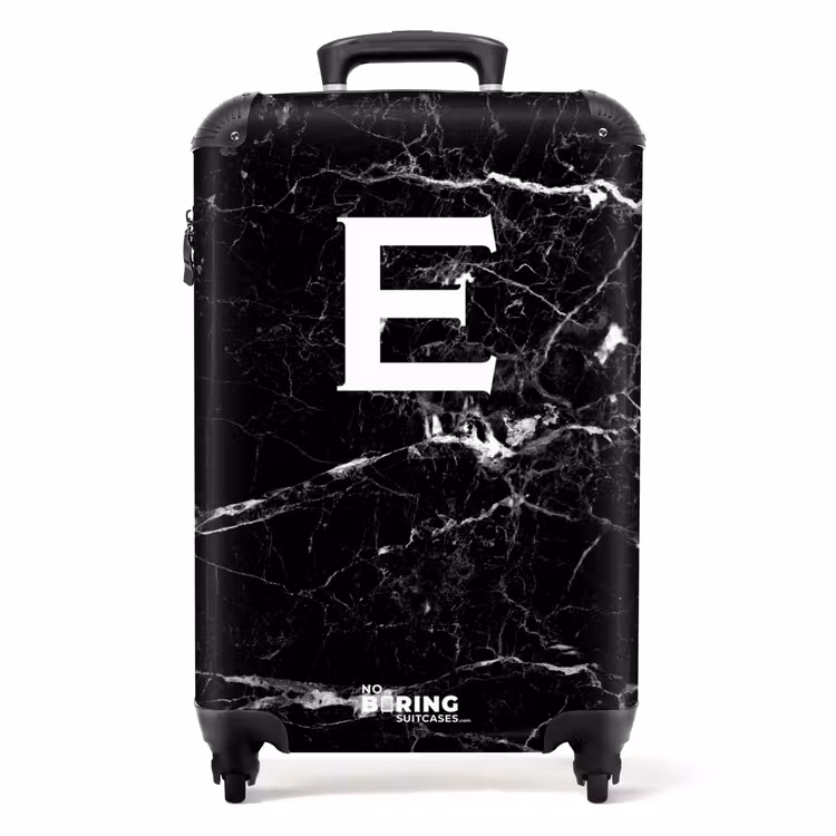 Valise - Aspect marbré - Lettre E - Noir — 1
