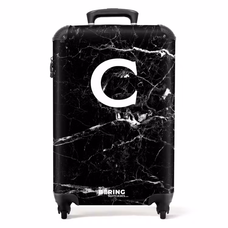 Valise - Aspect marbré - Noir - Lettre C — 1