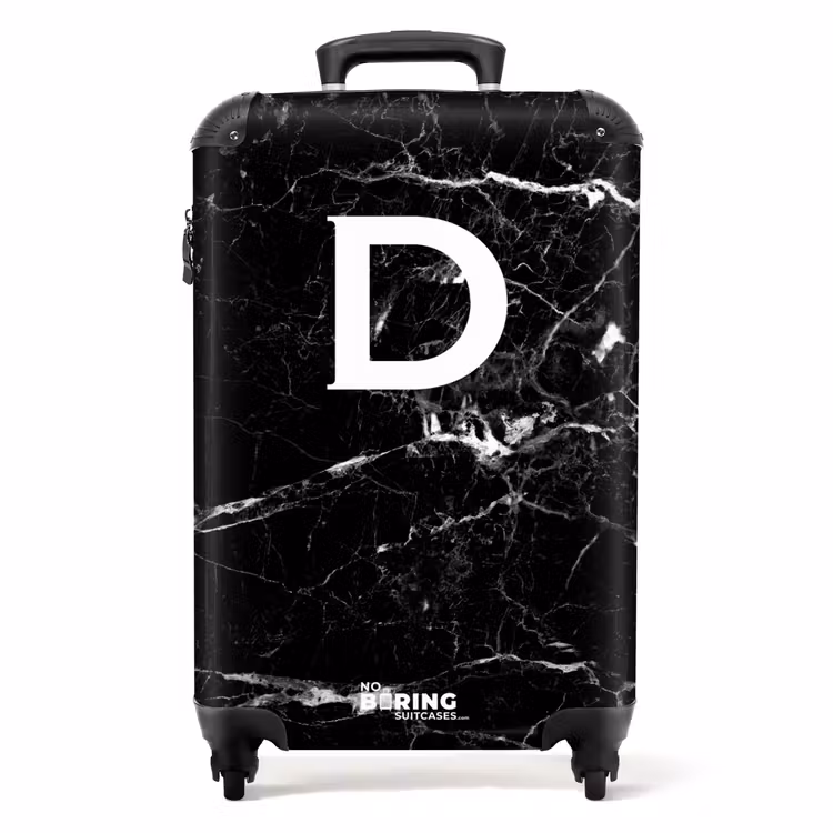 Valise - Aspect marbré - Noir - Lettre D - Marbre — 1