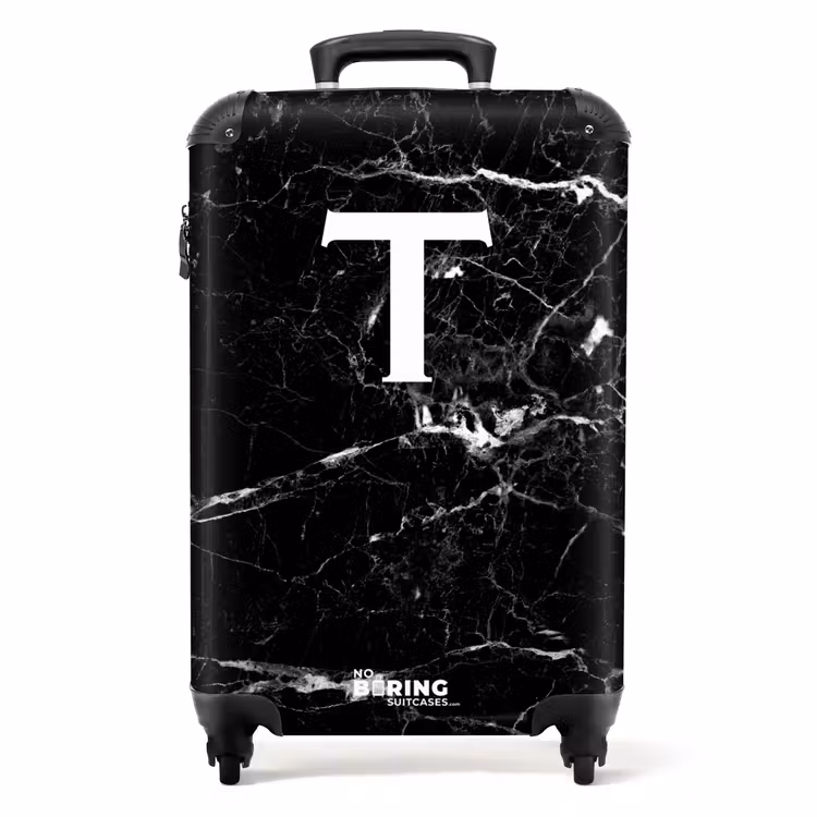 Valise - Lettre T - aspect marbré - noir — 1
