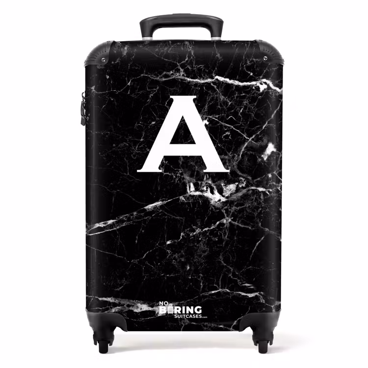 Valise - Marbre - Noir - Lettre A - Aspect marbré — 1