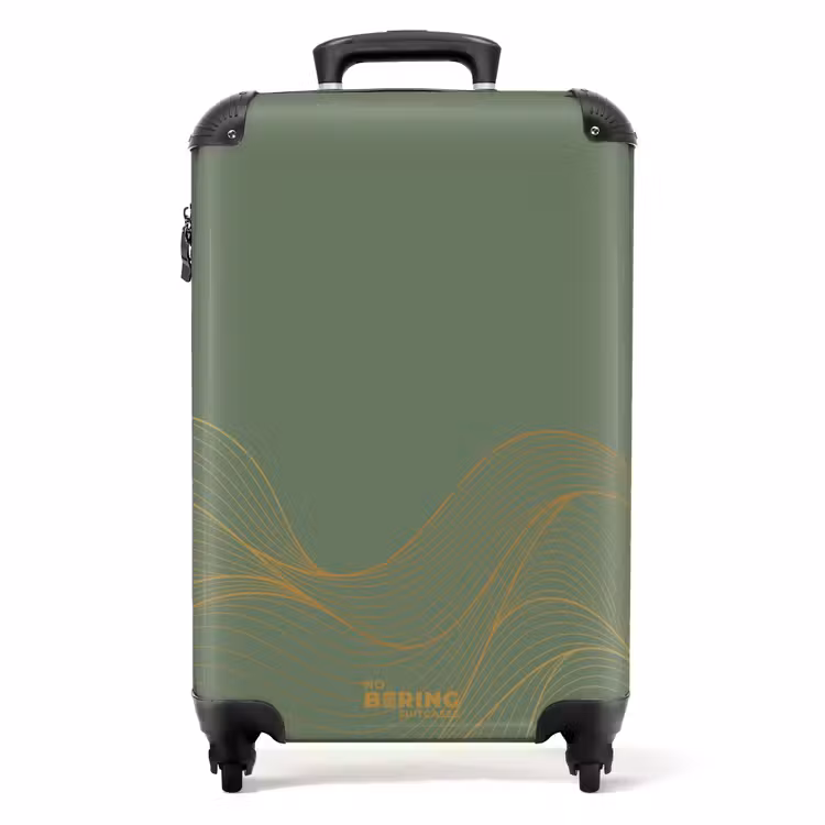 Valise - Minimal - Vert grisâtre avec des vagues dorées — 1