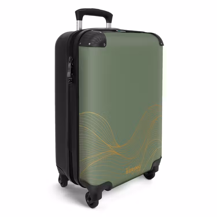 Valise - Minimal - Vert grisâtre avec des vagues dorées — 2