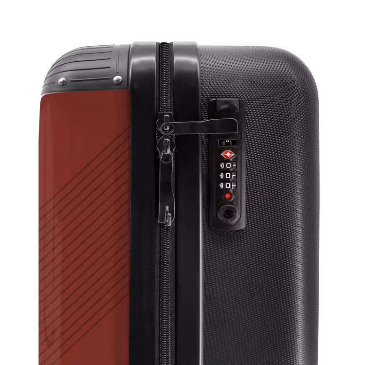 Valise - Minimal - Lignes entrecroisées sur fond rouge foncé — 5