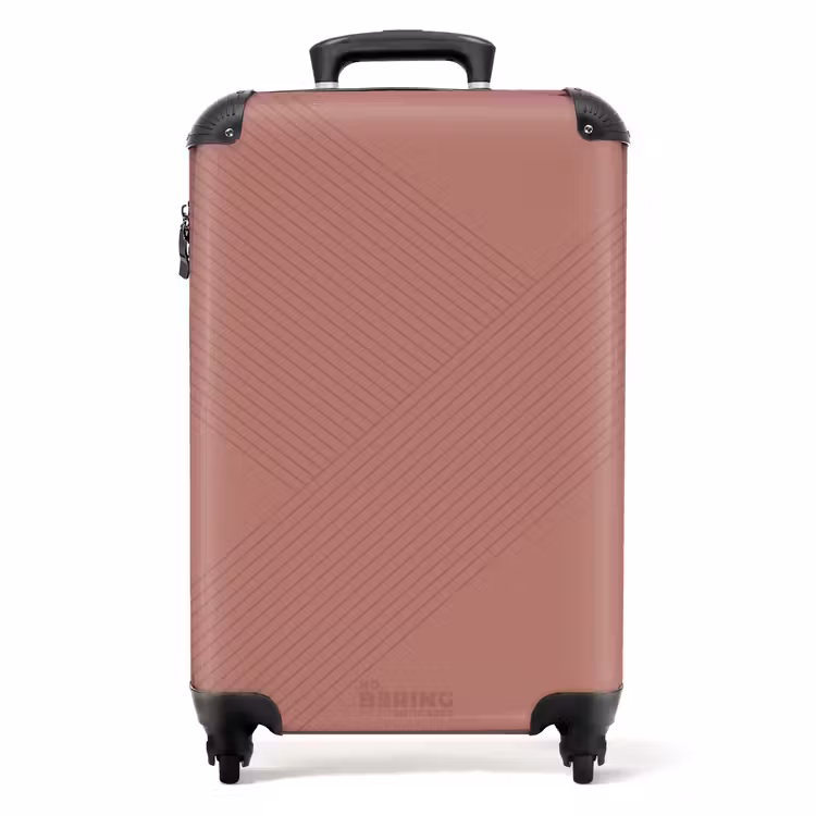 Valise - Minimal - Lignes entrecroisées sur fond rose terracotta — 1