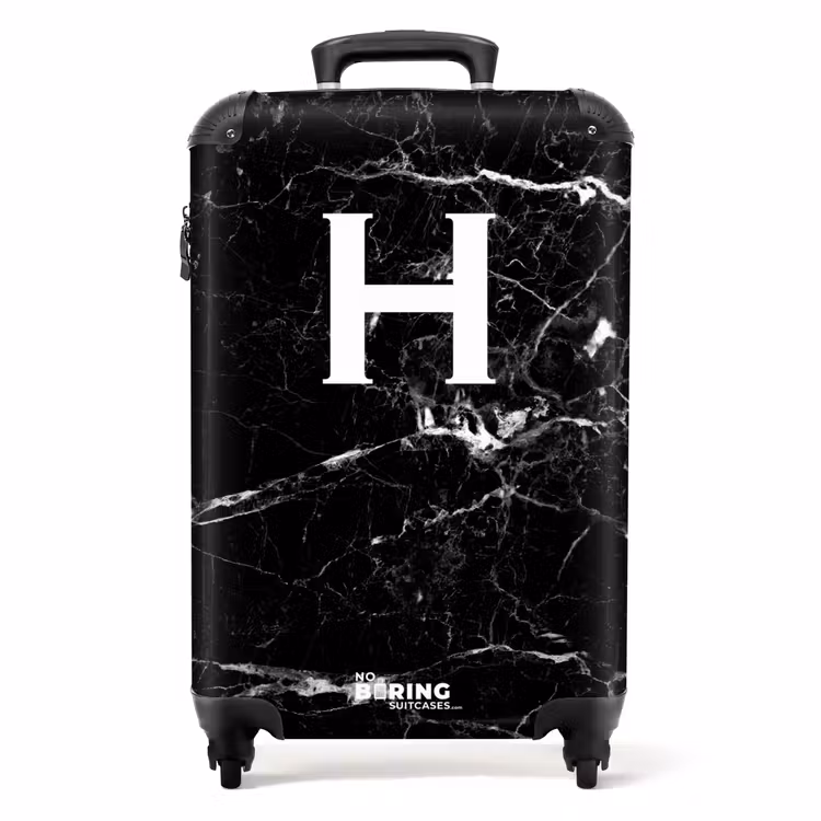 Valise - Aspect marbré - Lettre H - Noir — 1