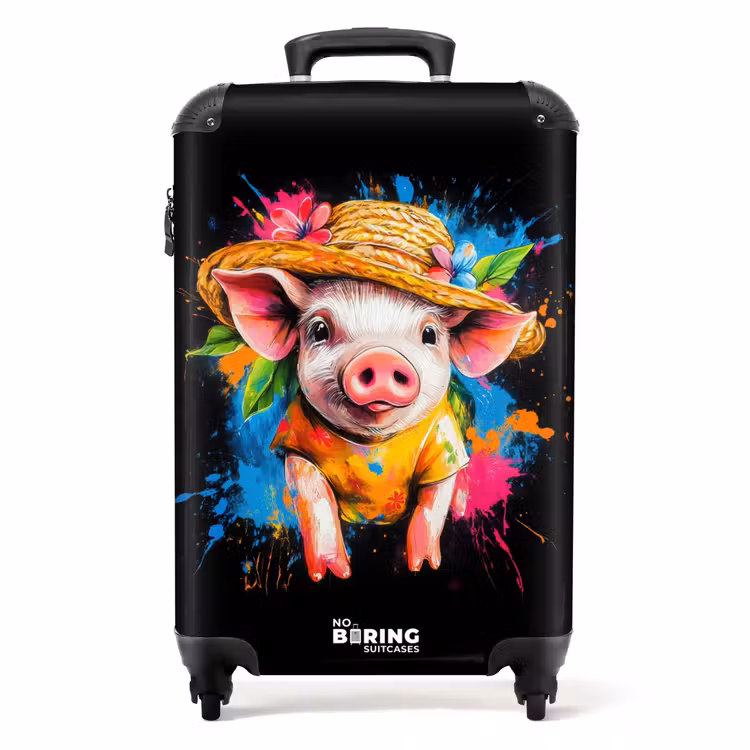 Valise - Illustration d'un drôle de cochon avec un chapeau — 1