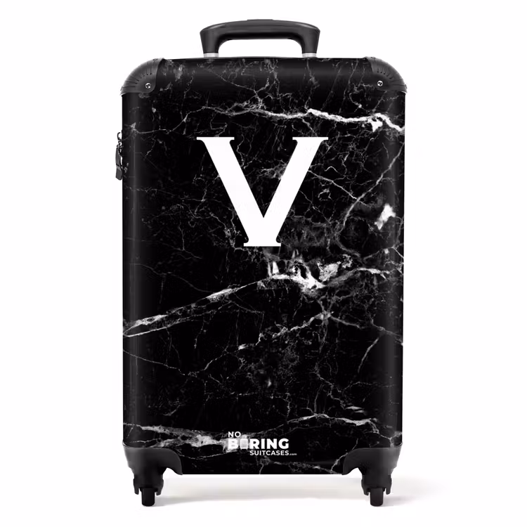 Valise - Impression marbrée - Noir - Lettre V — 1