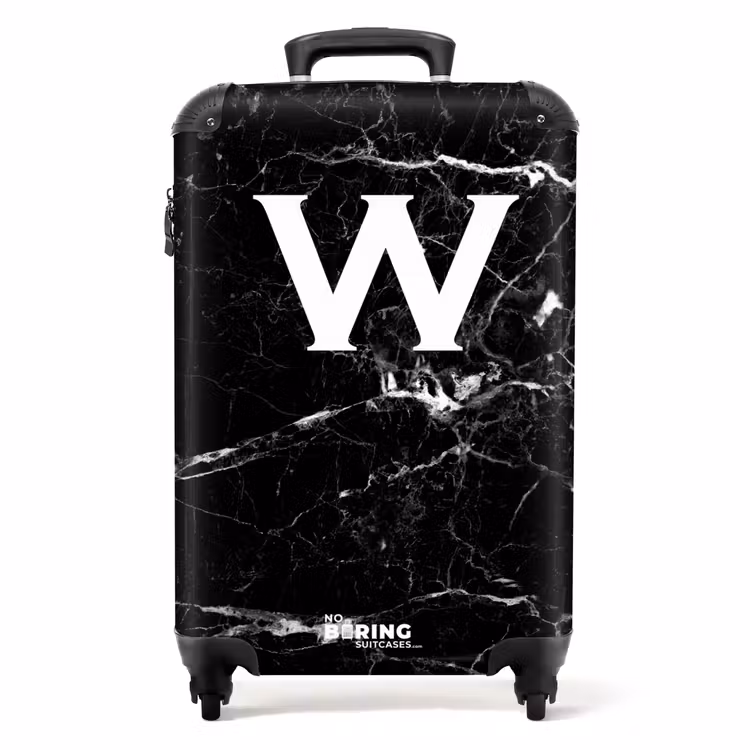 Valise - Impression marbrée - Noir - Lettre W — 1