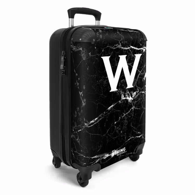 Valise - Impression marbrée - Noir - Lettre W — 2