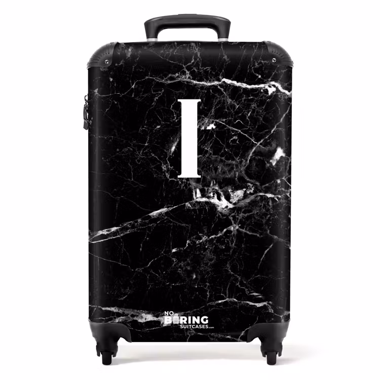 Valise - Marbre - Lettre I - aspect marbre - noir — 1