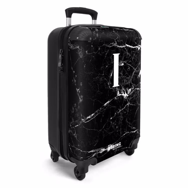Valise - Marbre - Lettre I - aspect marbre - noir — 2