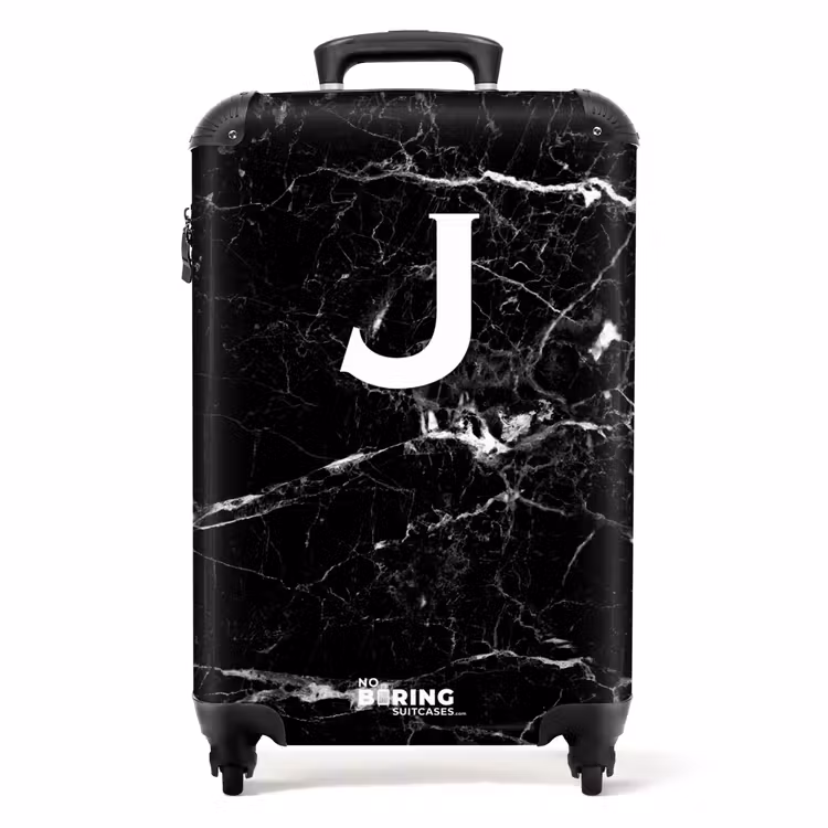 Valise - Noir - Marbre look - Lettre J - Marbre — 1