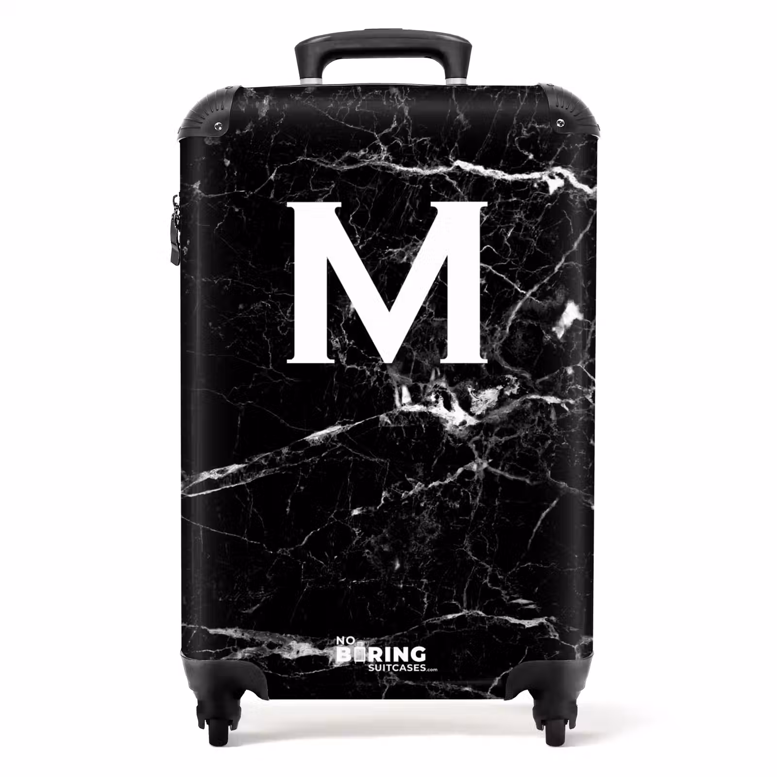 Valise - Lettre M - Impression marbrée - Noir - Luxe — 1