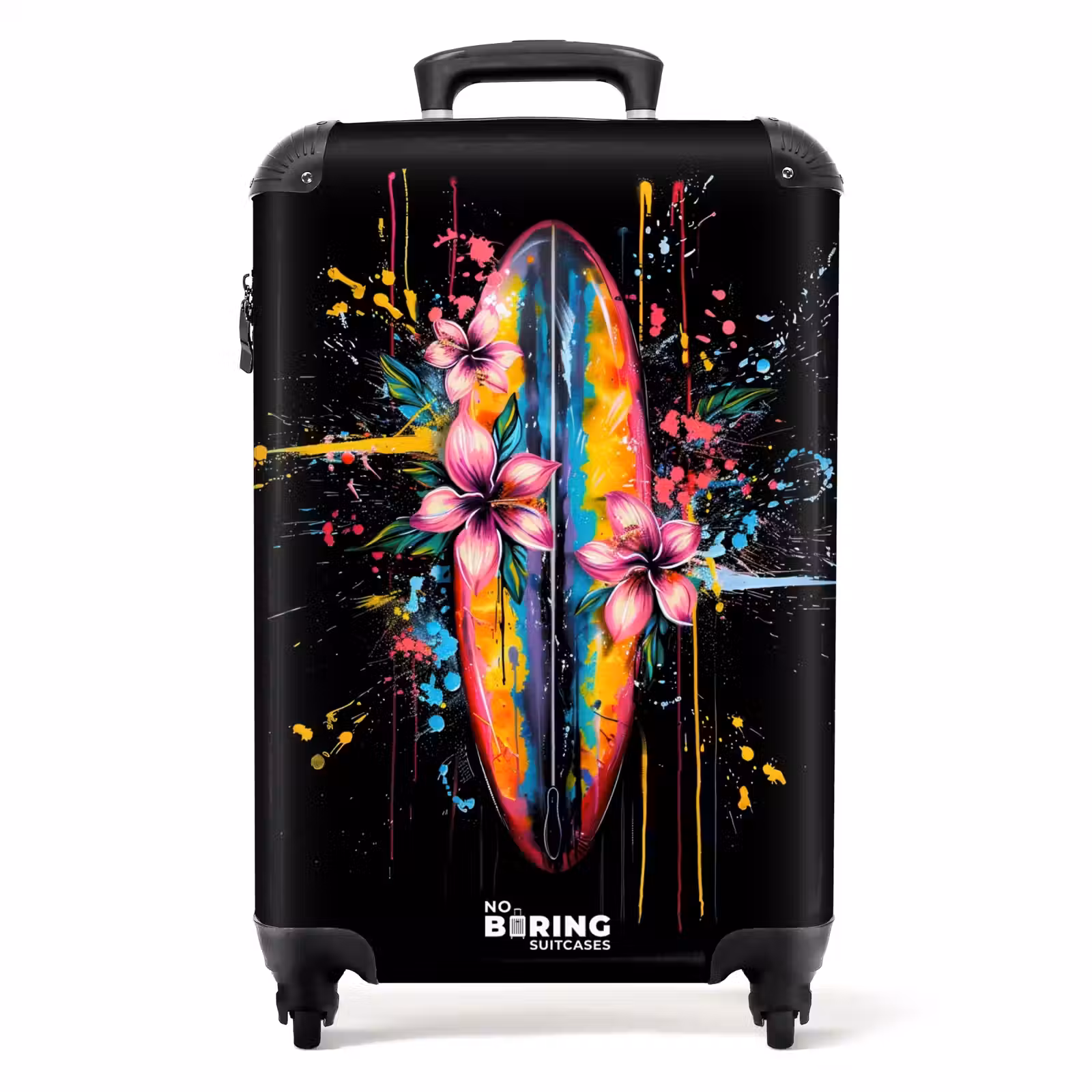 Valise - Planche de surf colorée avec des fleurs — 1
