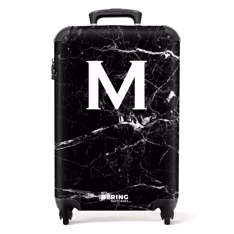 Valise - Lettre M - Impression marbrée - Noir - Luxe — 1