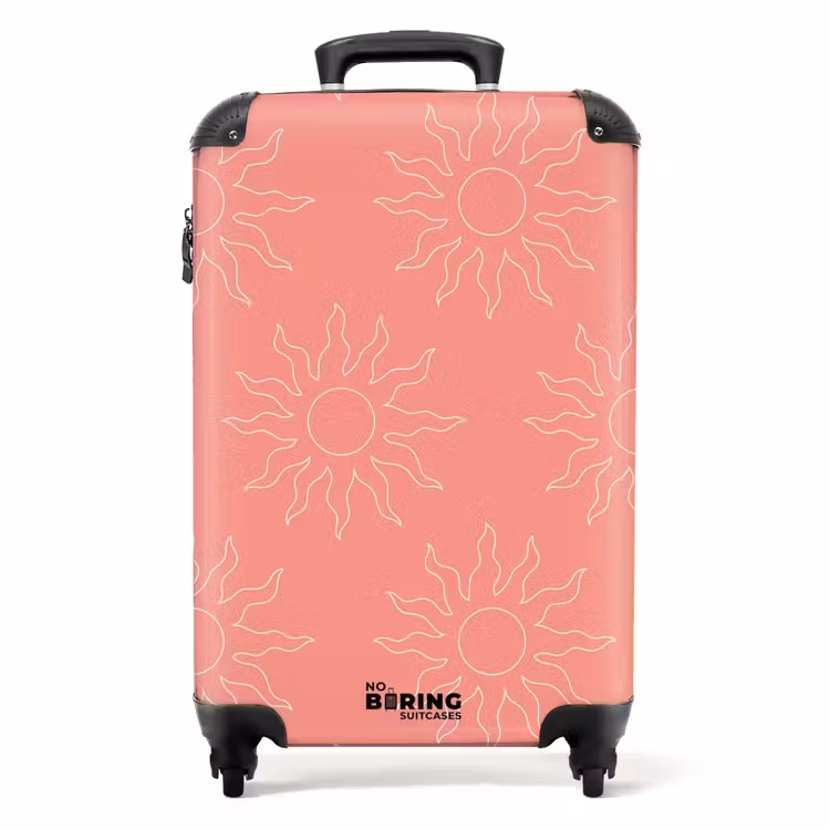 Valise - Motifs - Motif de soleil sur fond rose corail — 1