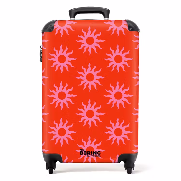 Valise - Motifs - Motif de soleil sur fond rouge vif — 1