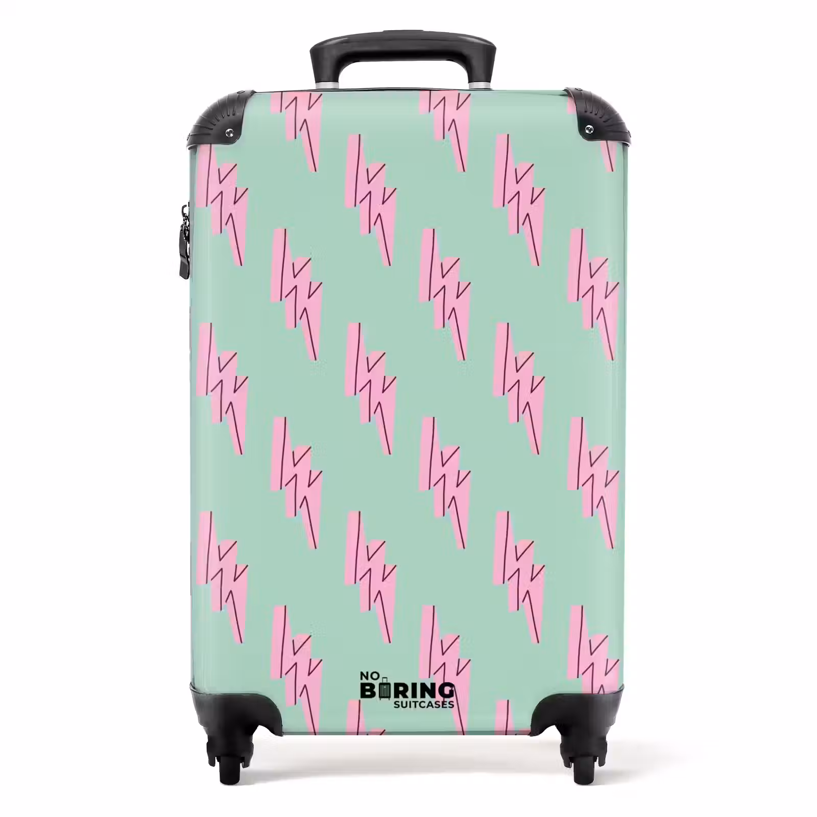 Valise - Motifs - Éclair rose sur vert menthe — 1