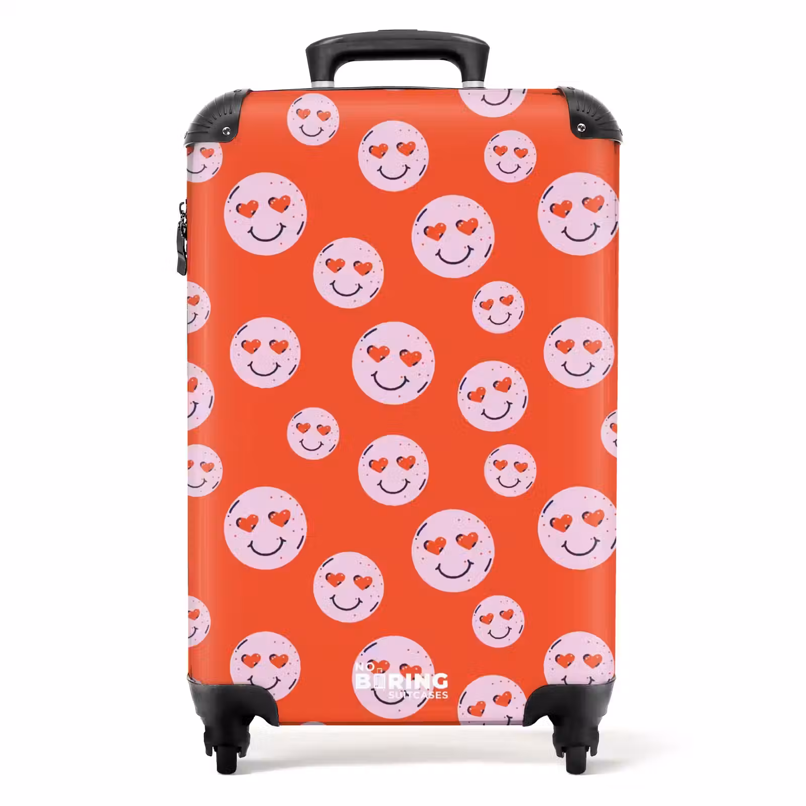 Valise - Motifs - Motif d'emojis heureux sur fond rouge — 1