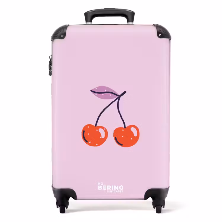 Valise - Motifs - Cerise sur fond rose clair — 1