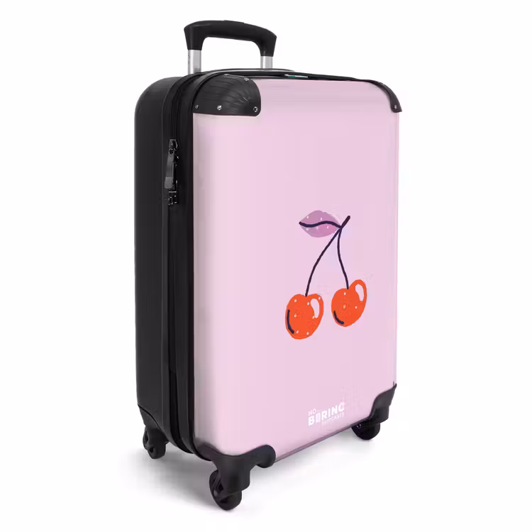 Valise - Motifs - Cerise sur fond rose clair — 2