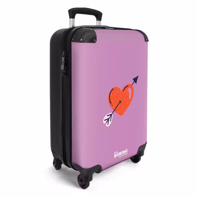 Valise - Motifs - Coeur rouge avec flèche sur fond violet — 2