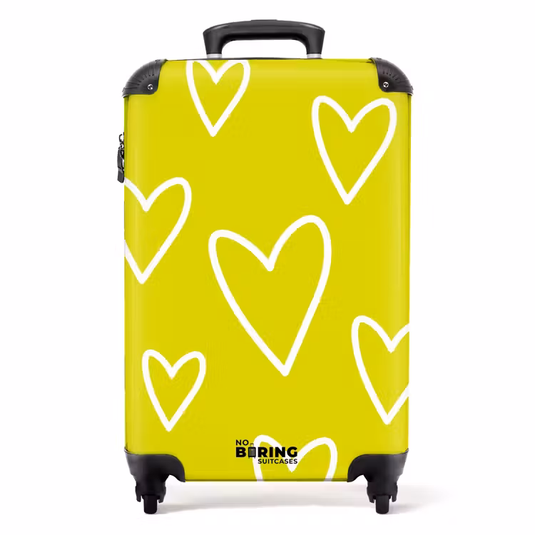 Valise - Motifs - Coeurs flottants sur jaune citron — 1