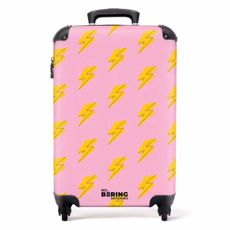 Valise - Motifs - Éclair jaune sur rose — 1