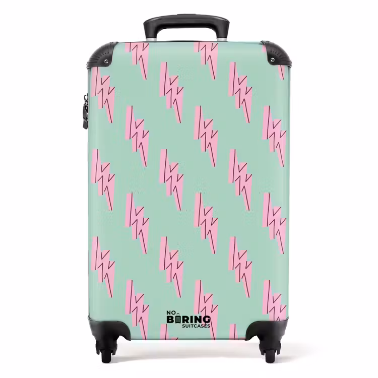 Valise - Motifs - Éclair rose sur vert menthe — 1