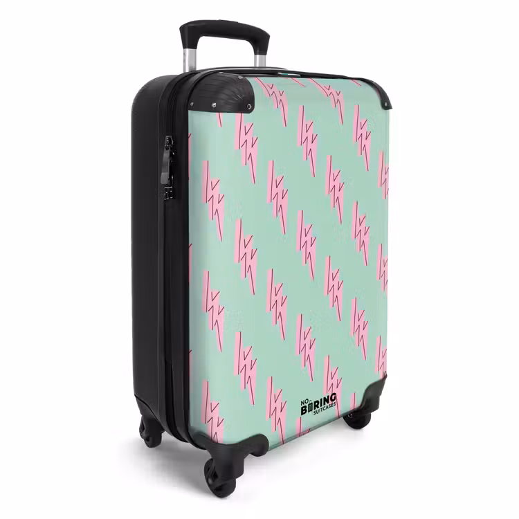 Valise - Motifs - Éclair rose sur vert menthe — 2