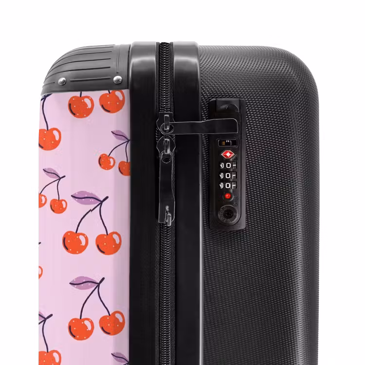 Valise - Motifs - Motif de cerises rouges sur fond rose clair — 5