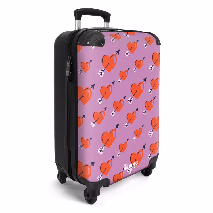 Valise - Motifs - Motif de cœurs rouges avec flèches sur fond violet — 2