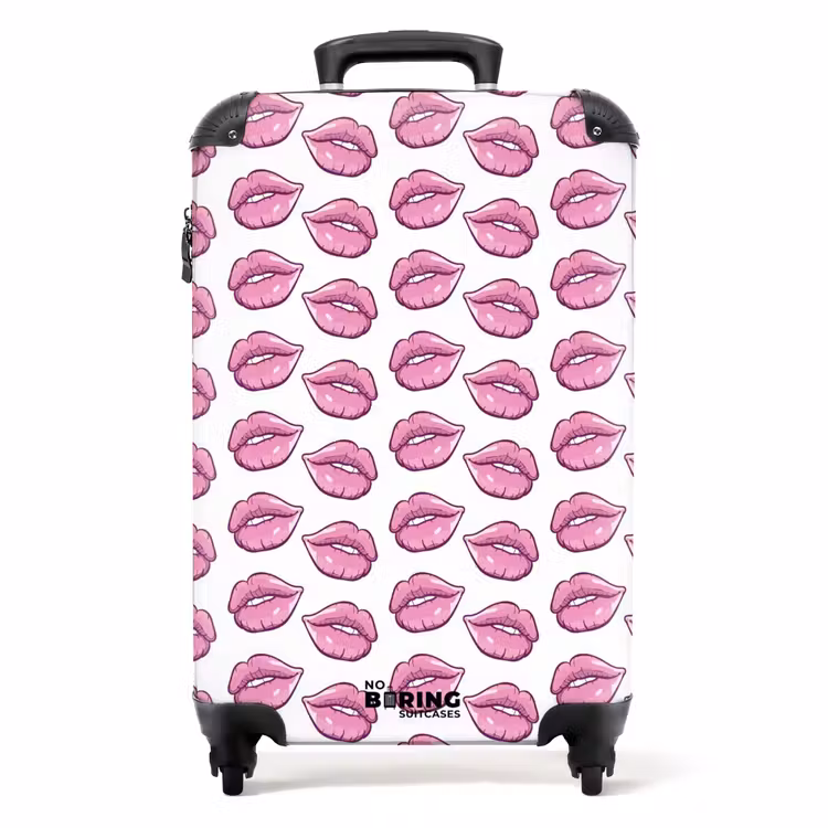 Valise - Motifs - Motif de lèvres roses sur fond blanc — 1