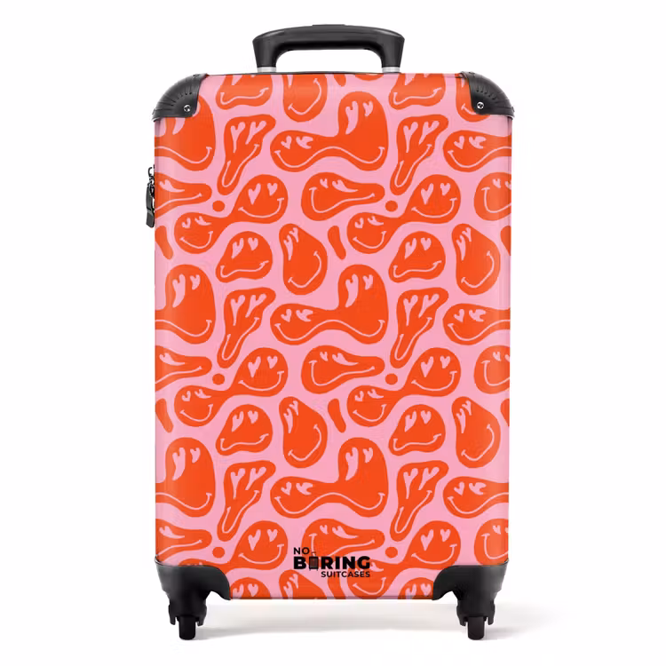 Valise - Motifs - Motif d'emojis déformés sur fond rose — 1