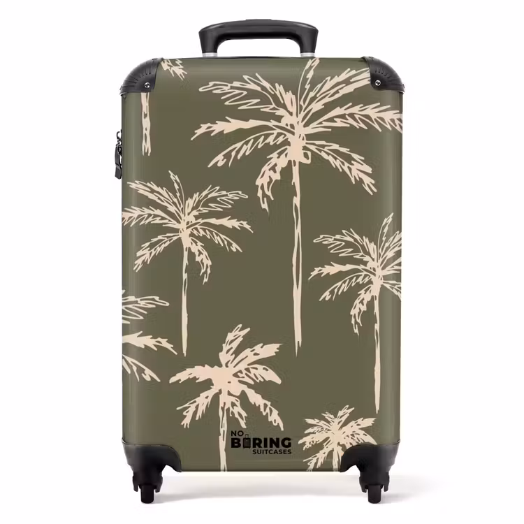 Valise - Motifs - Palmiers sur vert olive — 1