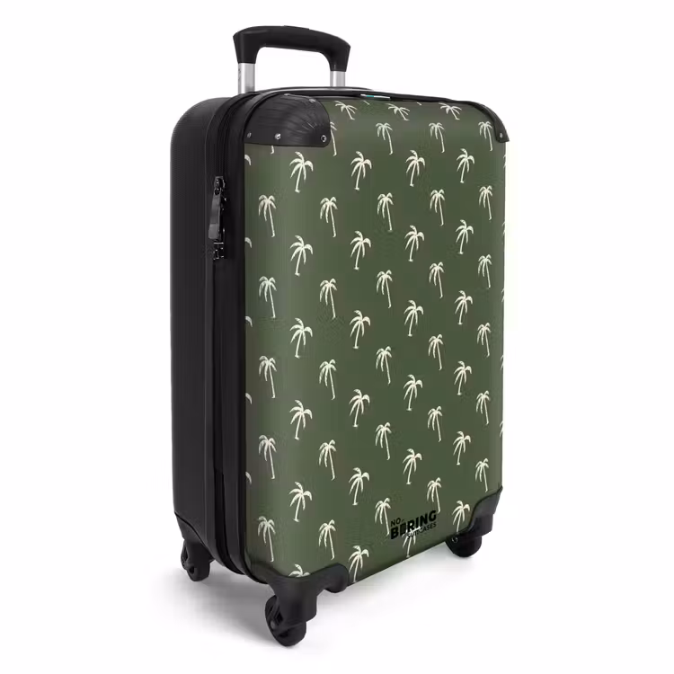 Valise - Motifs - Petits palmiers sur vert olive foncé — 2