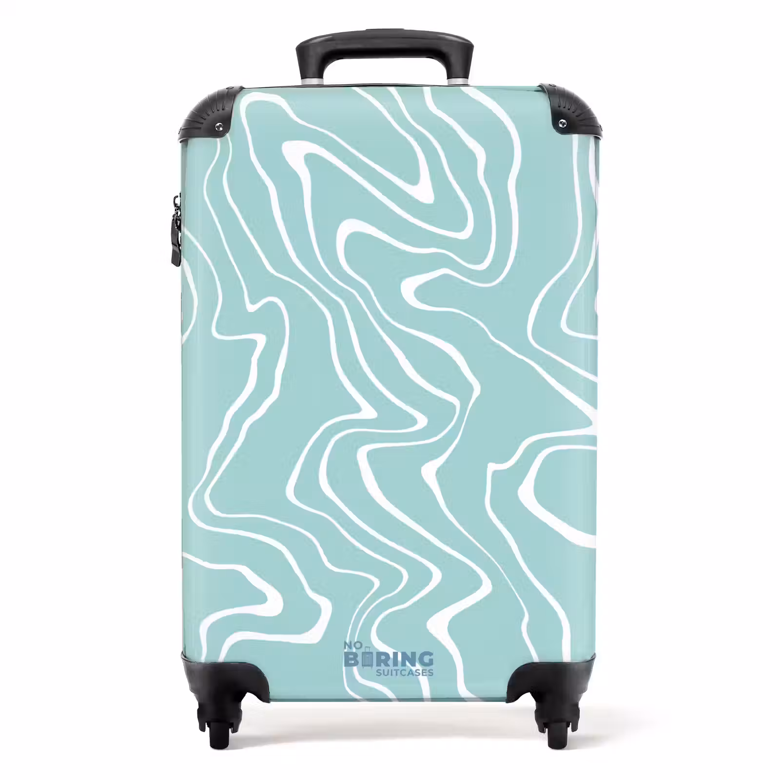 Valise - Fond bleu clair avec lignes blanches abstraites — 1