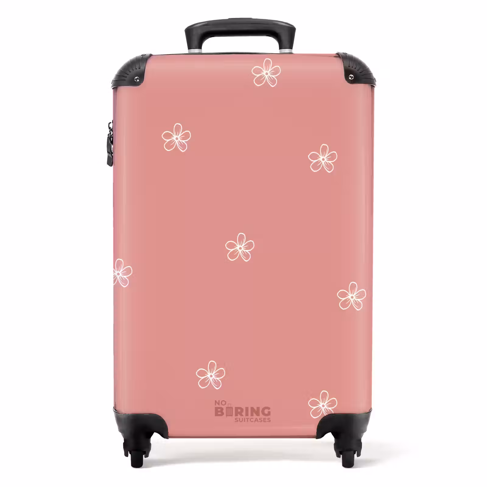 Valise - Fond rose avec fleurs blanches — 1