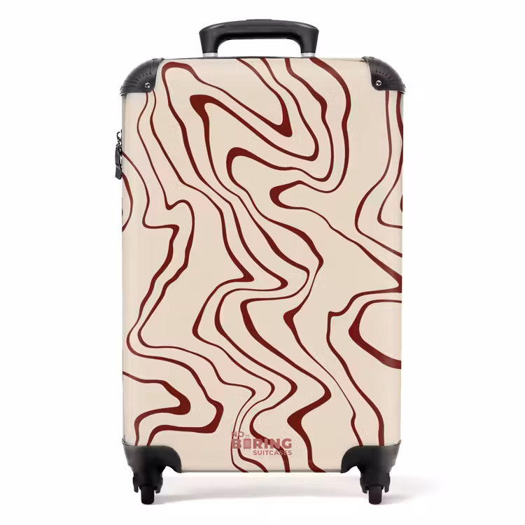 Valise - Fond beige avec lignes rouges abstraites — 1