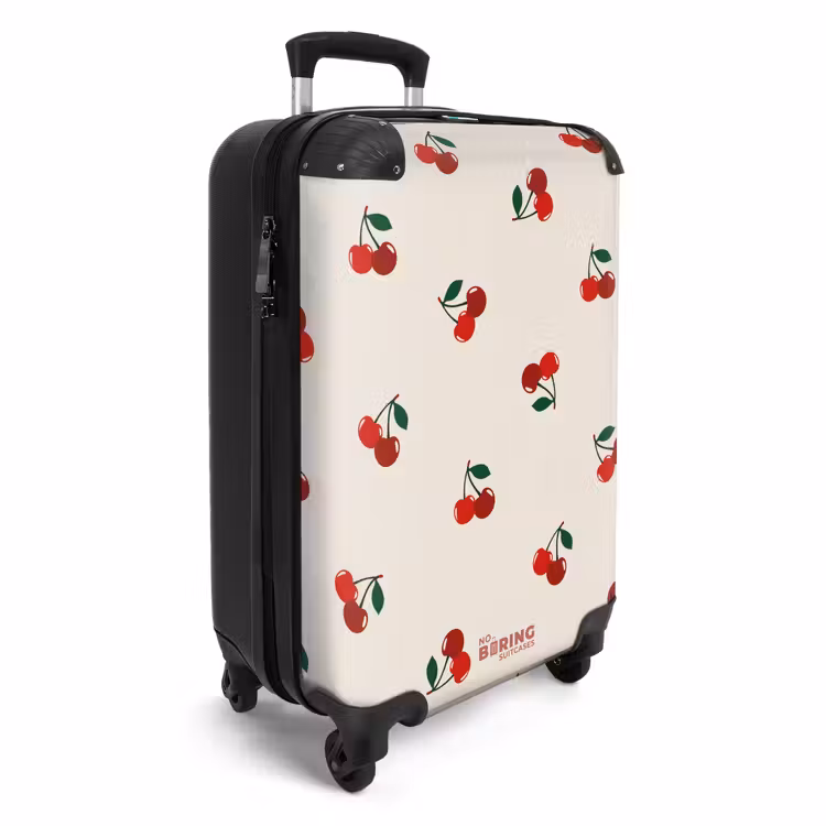 Valise - Fond beige avec motif de grosses cerises — 2