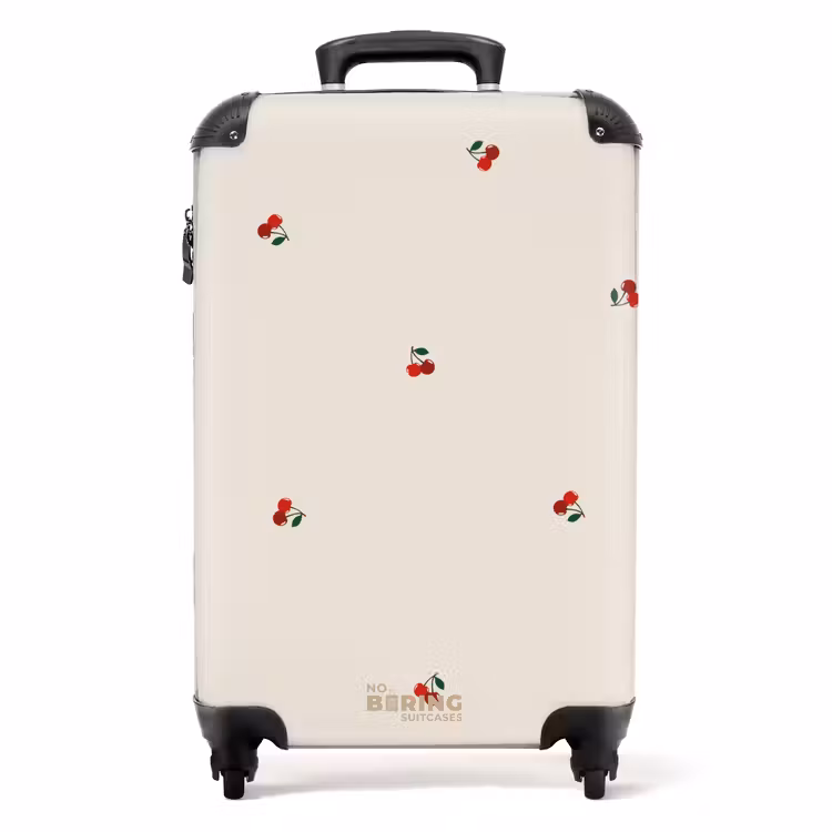 Valise - Fond beige avec motif de petites cerises — 1