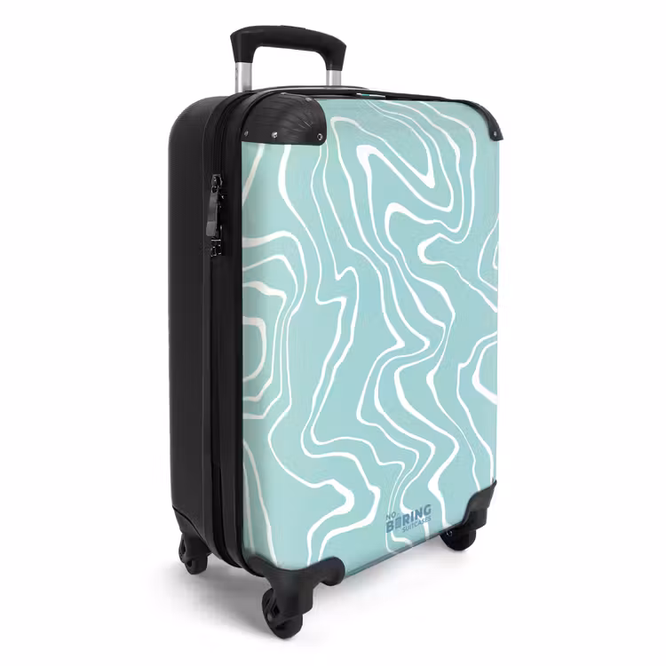 Valise - Fond bleu clair avec lignes blanches abstraites — 2