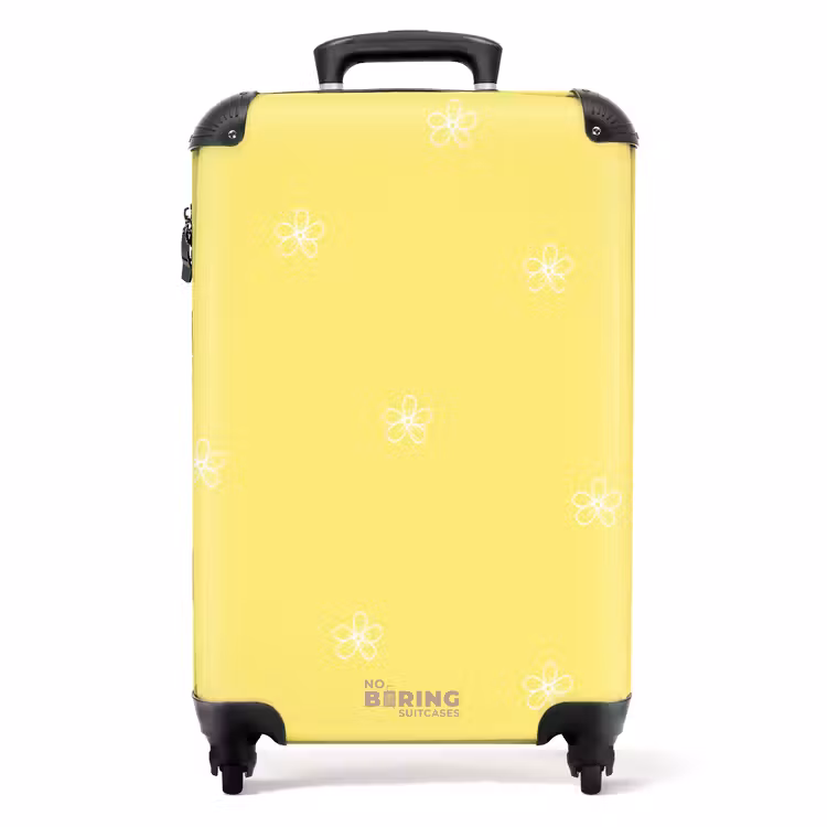 Valise - Fond jaune avec des fleurs blanches — 1