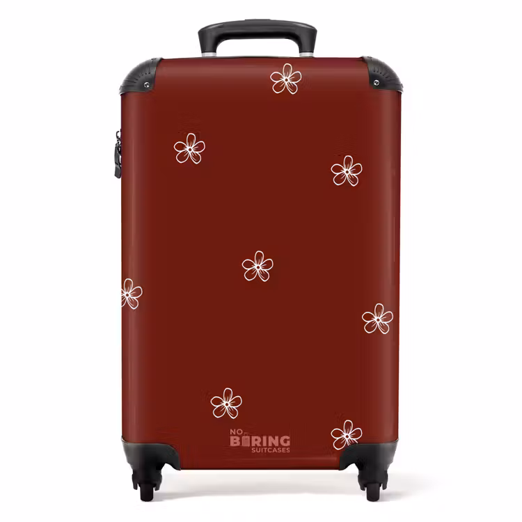 Valise - Fond rouge avec fleurs blanches — 1